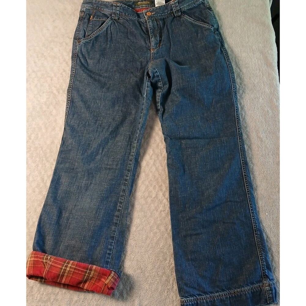 Eddie Bauer Womens Flannel Lined Jeans. Excellent Condition Size 10 Dark Wash